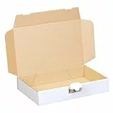 smiley pack Maxibriefkarton DIN A5 240 x 160 x 45 mm – weißer stabiler Versandkarton mit Steckverschluss, passend für DHL Maxibrief, Warensendung & Büchersendung (50 Stück)