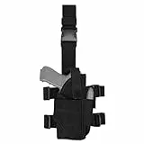 Huntvp Taktisch Beinholster mit Magazintasche Militär Pistolenholster für Rechtshänder MOLLE Oberschenkelholster Nylon Waffenholster für Herren Airsoft Paintball Cosplay,Typ-5-Schwarz