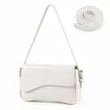 Etercycle Umhängetasche Damen, PU Leder Crossbody Bag mit 2 Schultergurt Handtasche Y2K Schultertasche Vintage für Frauen Trendy Taschen (Weiß)
