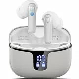 Rinsmola Kopfhörer Kabellos Bluetooth 5.4, In-Ear Kopfhörer Bluetooth mit 4 ENC Mic, Kabellose Kopfhörer 40 Std Noise Cancelling Earbuds, IP7 Wasserdicht Ohrhörer, LED-Anzeige Headphone, USB-C, Grau