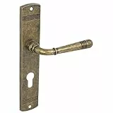Domino Türgriff 72 Drückergarnitur PZ - Profilzylinder Set Türklinke für Zimmertür, Bürotür, Kellertür & Innentür L-Form Türdrücker-Set aus Znal Bronze Antik Türdrückergarnitur LOFT M75