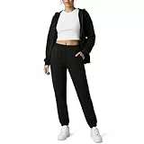 Smith & Solo Jogginghose Damen – Baumwolle Frauen Winter Sporthose, Laufhosen Fitness High Waist, Sweatpants Freizeithose Lang, Jogging Hose Trainingshose Schwarz M