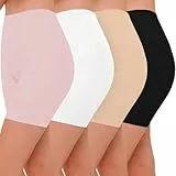 AURUZA 4PCS Radlerhose Damen, Kurze Hose Damen Anti Scheuern Unterhosen Leggings Boxershorts (Schwarz Nackt Weiß Rosa, S)