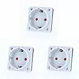 as - Schwabe Einbausteckdose - 50 x 50 mm Flanschmaß - Schutzkontaktsteckdose - 230V/16A - Steckdose zum Einbauen - IP20 - für den Innenbereich und Camping, 45084 (Packung mit 3)