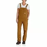 Carhartt Herren Rugged Flex Loose Fit Canvas Lätzchen Overalls, Braun Brown, X-Large Hoch