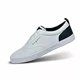 bugatti Bequeme Schnürschuh Memory Foam Elegante Casual Easy Fit Sneaker aus Austauschbaren Einlegesohlen, Weiß, 42 EU