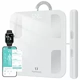 Körperfettwaage Digital Personenwaage Bluetooth mit 8 Elektroden Ganzkörperanalyse Waage mit APP und Handsensoren Smart Körperwaage für 18 Körperdaten Analysiert, BMI, Gewicht, Muskelmasse