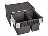 BLANCO SELECT II 60/2 | Abfall Müllsystem | für 60 cm breite Unterschränke | Auszugssystem zur Frontanbindung | 1 x 30 Liter und 1 x 19 Liter Eimer | 400mm Auszugstiefe | [56,8x40x36,1 cm]