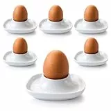 com-four® 6X Eierbecher aus Keramik - weiße Eierhalter für Tisch und Küche - spülmaschinengeeignet und mikrowellengeeignet - Moderne Eierbecher für Frühstück (6 Stück - Modern)