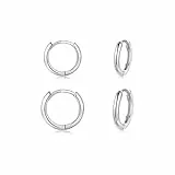 CERSLIMO Ohrringe Silber 925 Creolen Set 8mm 10mm Schmuck Valentinstag Geburstag Klein Geschenke für Damen Herren Mädchen Frauen Männer Beste Freundin Schwester Freunde