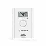 BRESSER CO2-Sensor Luftqualitätssensor zur Raumluftüberwachung, Wetterstation Erweiterung, Kohlendioxid-Messgerät, Lüftungsindikator, 150m Reichweite