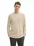 TOM TAILOR Herren Basic Strickpullover aus Baumwolle, 28596 - Soft Beige Melange, XL