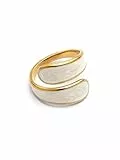 SINGULARU - Ring Abbraccio White. Edelstahl mit 18K vergoldung und Emaille. Schmuck für Damen.