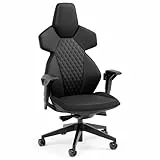 noblechairs Dawn Gaming Stuhl Schwarz – Ergonomischer Schreibtischstuhl mit klappbaren Armlehnen, Synchronmechanik, Kunstlederbezug, Lordosenstütze, Universalrollen