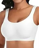 Nahtloser BH Damen Ohne Bügel Glatt Komfort Vollschalen Gepolstert Bustier Weicher BH Bequemer T-Shirt Soft BH Bra Bralette (Weiß, L)