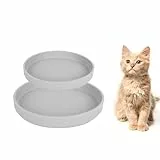 Lollanda -Futternapf für Katzen-2er Set,Silikon Futterschale,Trinkschale oval,Silikonnapf breit für Trockenfutter und Nassfutter (Grau)
