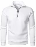 CSHE Half Zip Pullover Herren Schwarz Winter Arbeitspullover Sweatshirt Herren Ohne Kapuze Oversize Sport Sweater Langarm Warm Winterpullover Pulli