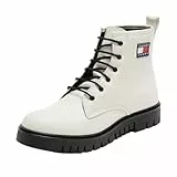 Tommy Jeans Damen Mid Boot Stiefel Lace Up Lack, Weiß (Ecru), 38