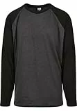 Urban Classics Herren Raglan Contrast LS T-Shirt, Charcoal/Black, M