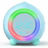 Edillas Wecker Kinder Digital Fußball/Pfirsich Aussehen mit Nachtlicht,Snooze,6 Klingeltönen,12/24h,Dual Alarm,Einschulung Geschenk für Jungen Mädchen 4-15 Jahre (Peach)