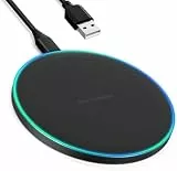 15W Induktive Ladestation Schnellladung – Kabelloses Ladegerät für iPhone 17/16/15/14/13/12/Pro/Max, AirPods, Wireless Charger für Samsung Galaxy S25/S23/S22/S21, Induktions Ladegerät mit LED