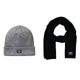 JACK & JONES Strickmütze Grau (Grey Melange) Einheitsgröße Schal Schwarz (Black Black) Einheitsgröße
