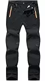 BenBoy Herren Wanderhose Wasserdicht Skihose Softshellhose Winddicht Outdoorhose Winter Warm Gefüttert Trekkinghose Snowboardhose KZ3028M-Black-M