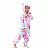 Piefry Weiche Einhorn Schlafstrampler Strampelanzug Einhorn Schlafoveralls für Mädchen (Rosa/Lila Einhorn, 4-5 Jahre)