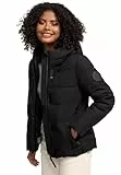 MARIKOO Damen Winterjacke (XS-3XL) - 5 Taschen, große Kapuze, Schlaufen auf der Innenseite, leichte Steppjacke, Warme Jacke Frauen - N019 (M, Schwarz)