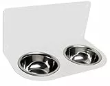 schmeck.bar Futterstation Futterbar erhöhter Futterspender kleine mittlere große schreckhafte Hunde mit Näpfen stabil hochwertig Wand (Weiss MATT, B: 480 x 212 x 262 mm - Napf 2X M)