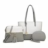 Miss Lulu Handtasche Damen Set Henkeltasche Sets große Frauen Shopper Bag Umhängetasche mit Quaste Geldbörse mit verstellbare Schulterrie handbags for women für Schule Arbeit Reise als Geschenk