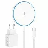 Mag-Safe Ladegerät iPhone mit 20W Schnelles Adapter, Wireless Charger induktive ladestation für iPhone 17/16/15/14/13/12 Serie, Ohrhörer 3/2, LED kabelloses ladegerät mit Zwei Ladeanschlüssen