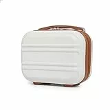 KONO Kosmetikkoffer Hartschale Klein Beautycase Damen Handgepäck, 28x21x15cm (Cremeweiß)