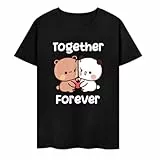 Bubu and Dudu Pärchen T-Shirt Matching Lovers Graphic Tee Cute Pair Gift Set, Schwarz, XL