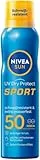 NIVEA SUN UV Dry Protect Sport Sonnenspray LSF 50 (200 ml), 100% transparenter und erfrischender Sonnenschutz, schweißresistente & extra wasserfeste Sonnencreme mit LSF 50