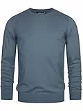 Indicode Herren Gamal Strickpullover aus 80% Baumwolle | Pullover O-Neck Pulli Männer China Blue Mix, L