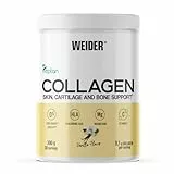 Weider Collagen (300g) Vanille-Geschmack, Hydrolysiertes Kollagen Typ I 100% Peptan mit Hyaluronsäure, Magnesium, Vitamin C, Zuckerfrei, Für Haut, Knorpel, Knochen und Haare