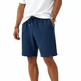 ROSS CAMP Sporthose Herren Kurz - Kurze Hosen Herren, Laufshorts Männer Sommer Baumwolle Jogginghose Fitnesshose Sport Sportshorts Bermuda Shorts Hose Trainingshose Tennis (L, Indigo)