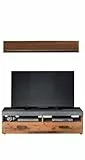 trendteam smart living - Indy - Wohnwand - Grau/Eiche - TV-Unterteil mit Wandboard - (BxHxT) 139 x 41 x 40 cm - Wohnzimmermöbel für Fernseher bis 65'