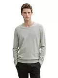 TOM TAILOR Herren 1012820 Basic Strickpullover Mit V-Ausschnitt, 14427 - Light Soft Grey Melange, M EU