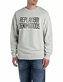 Replay Herren Sweatshirt Rundhalsausschnitt, Light Mint Melange M64 (Grau), XL