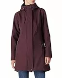 Damen Regenjacke Lange Softshelljacke mit Kapuze Frauen Übergangsjacke Regenmantel Gefütterte Funktionsjacke Wasserdichte Windbreaker Wanderjacke Atmungsaktive Jacke Outdoorjacke Dunkelrot L
