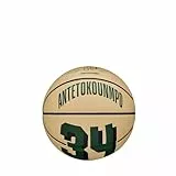 Wilson Basketball, NBA Player Icon Mini, Giannis Antetokounmpo, Milwaukee Bucks, Outdoor und Indoor, 3, Grün / Beige