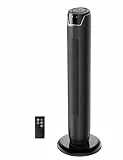 Midea FZ10-17JR Turmventilator Leise mit Fernbedienung 92CM, mobiler Lüfter,Ventilator Säulenventilator,7 Stunden Timer,3 Modi,3 Geschwindigkeiten,45W Standventilator,Schwarz