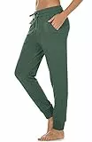 icyzone Damen Jogginghose Baumwolle Lang Sporthose Casual Basics Sweathose (M, Fir)