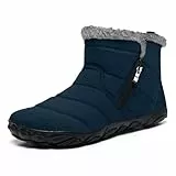 Barfußschuhe Herren Damen Winterstiefel Winterschuhe Schneestiefel Warm Gefüttert Wanderschuhe Rutschfest Wanderstiefel Stiefel Trekkingschuhe Blau EU43