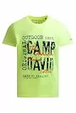 Camp David Herren T-Shirt Rundhals Kurzarm mit Logo Prints und Puffprint, 100% Baumwolle Neon Lime, XXL