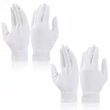 2 Paar Weiß Baumwollhandschuhe,Feuchtigkeitsspendende Handschuhe,Schlaf- & Spa-Behandlungshandschuhe feuchtigkeitsspendend,geeignet für trockene Hände und Ekzeme,Schmuck Untersuchen