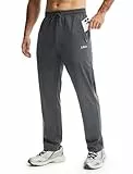 Libin Jogginghose Herren Lange Trainingshose Sporthose Freizeithose Fitness Yogahose Sweathose Stretch Gym Lounge Weites Bein Jogger Hosen mit Reißverschlusstaschen, Dunkelgrau L