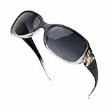 LVIOE Sonnenbrille Damen Groß Polarisiert Schwarz, 80er Klassisch Vintage Sonnenbrille für Frauen mit UV-Schutz (Schwarz/Schwarz Linse)